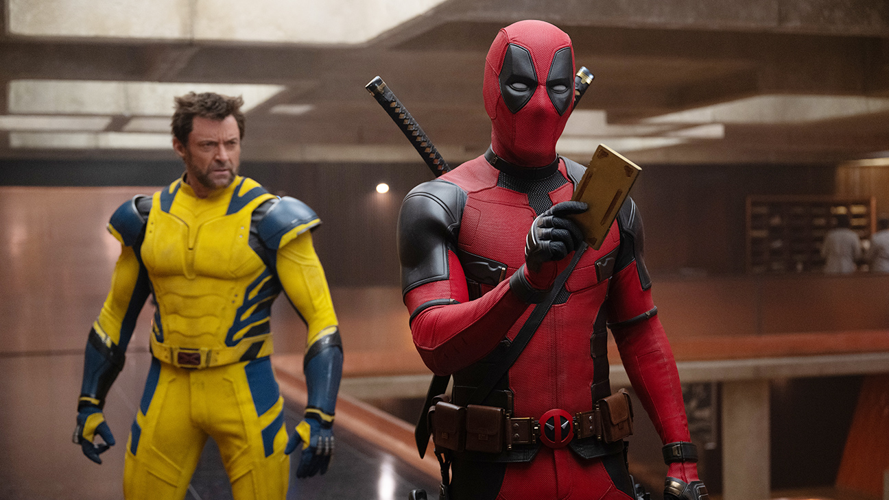 Hugh Jackman as Wolverine/Logan and Ryan Reynolds as Deadpool/Wade Wilson in 20th Century Studios/Marvel Studios' DEADPOOL and WOLVERINE.